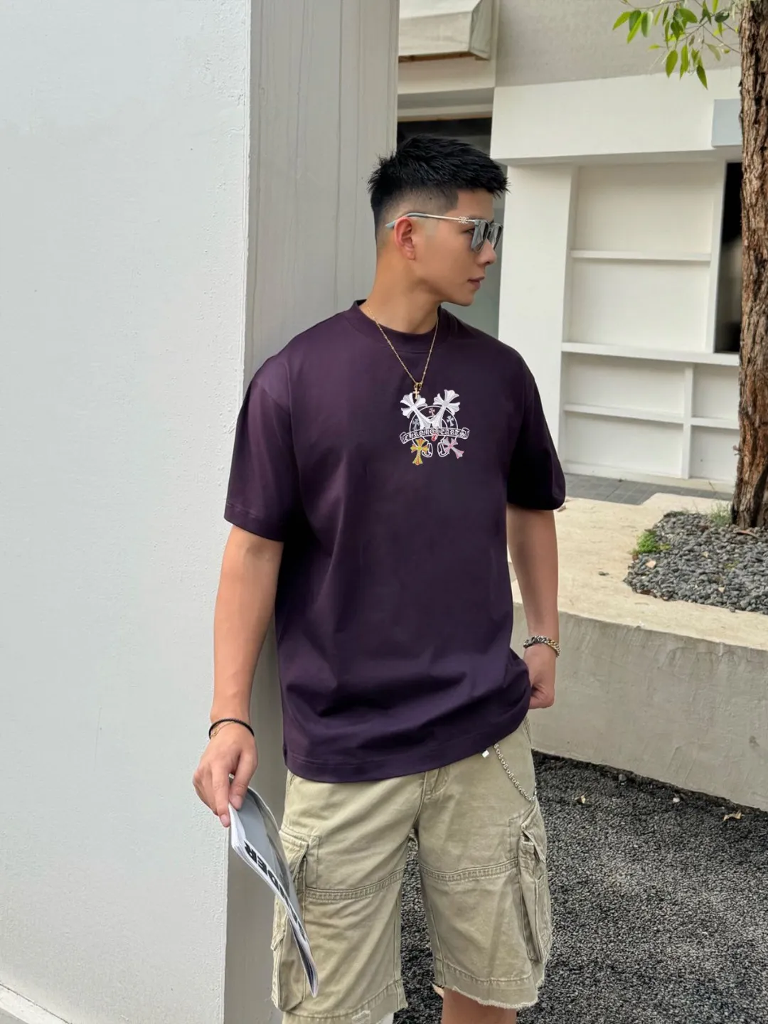 [CH ] 2026FW T LOGO Premium 26s Same Style ：Black White Purple Size：S M L XL 2XL